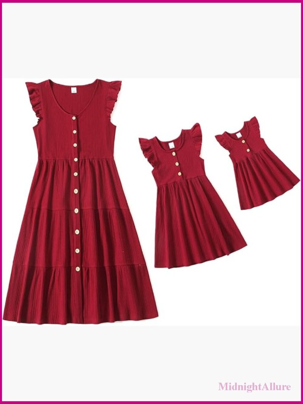 Matching Family Dresses Cotton Ruffle Decor Mommy and Me Dress